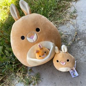 Squishmallow Kangaroo bundle 8 inch Clip Squishville mommy baby Keely